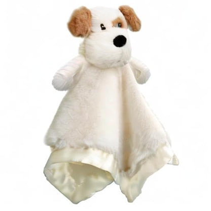 Dog Security Blanket Soft Lovey Baby Stuffed Animal with Satin Backing for Toddler Infant Newborn Boys and Girls, Lovely Unisex Puppy Snuggle Toy, Brown 13.5 Inch