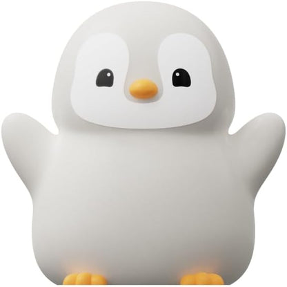 ATSUI Happy Penguin Night Light, LED Squishy Novelty Animal Lamp, Food Grade Silicone, 2 Level Dimmable, Nursery Nightlight for Desk Decor, Funny Gifts Stuff for Boys Girls Baby, White Elephant Gifts