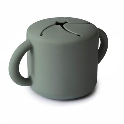 mushie Silicone Snack Cup | Spill Proof Food Container for Toddler and Baby (Dried Thyme)