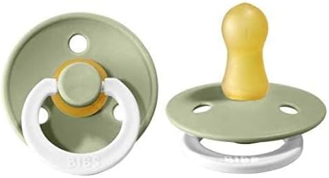 Bibs Colour Pacifier 2-Pack | BPA Free Soother, Round Nipple. Natural Rubber Latex,