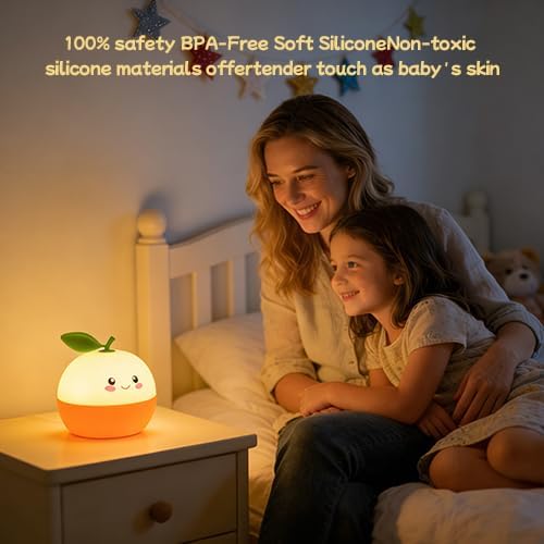 Tangerine Night Light,Cute Orange Sleep Light,Night Light for Kids,Charming lamp Decoration for Children's Rooms, Delightful Gifts for Baby Boys and Girls, Christmas Presents