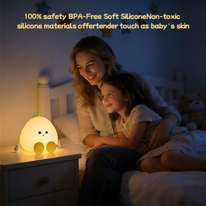 Grapefruit Night Light for Nursery - Silicone Touch Lamp, 3 Adjustable Brightness, USB-C Rechargeable, Baby-Safe Bedside Light, Toddler Sleep Training & Kids Room Decor