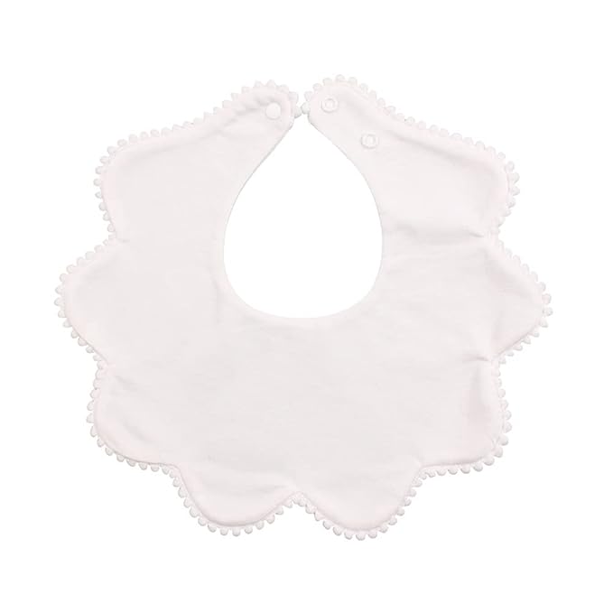 JANGANNSA 3 PCS White Flower Baby Bibs Infant Burp Clothes for Baby Girls Saliva Towel Cotton Infant Toddler Girls Bibs (3PCS-White)