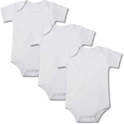 Baby Onsies 100% Cotton Short Sleeve Baby Bodysuits Solid Color Infant Bodysuits for Newborn Baby 3-Pack