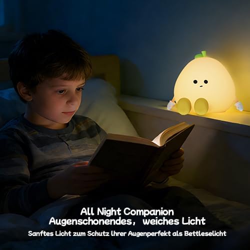 Grapefruit Night Light for Nursery - Silicone Touch Lamp, 3 Adjustable Brightness, USB-C Rechargeable, Baby-Safe Bedside Light, Toddler Sleep Training & Kids Room Decor