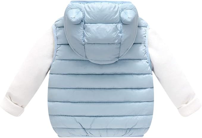 AIWUHE Baby Boys Girls Hooded Puffer Vest Winter Lightweight Sleeveless Bear ears Zipper Up Jacket