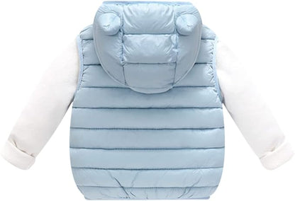 AIWUHE Baby Boys Girls Hooded Puffer Vest Winter Lightweight Sleeveless Bear ears Zipper Up Jacket