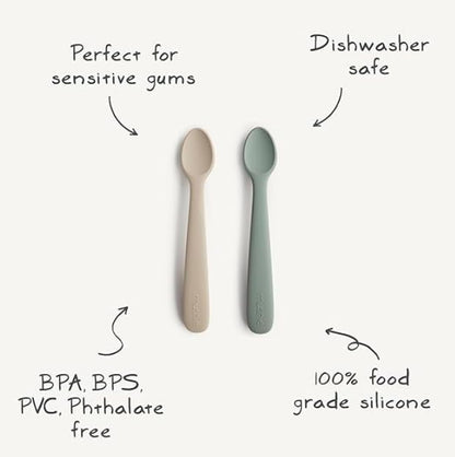 mushie Silicone Baby Feeding Spoons | 2 Pack (Ivory)