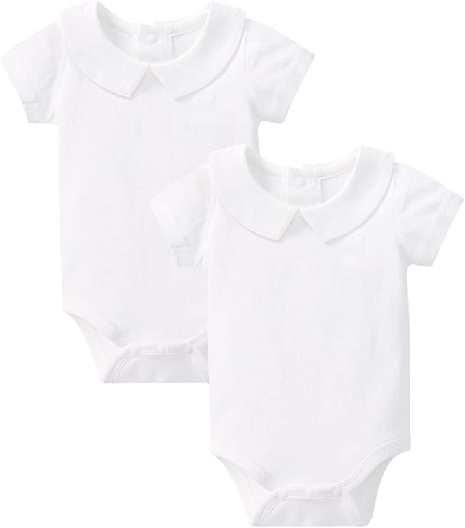 pureborn Baby Romper Bodysuits 2-Pack Unisex Soft Cotton One-Piece Outfit for Infant Boys Girls 0-24 Months
