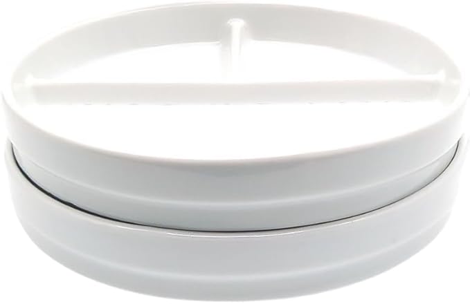 Elk and Friends Kids 7.8” Porcelain White Plates | Divided Plates | Suitable for Kids/Toddlers | Microwave & Dishwasher Safe | Non Slip | Snack Dishes | 2 Pack