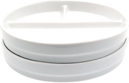 Elk and Friends Kids 7.8” Porcelain White Plates | Divided Plates | Suitable for Kids/Toddlers | Microwave & Dishwasher Safe | Non Slip | Snack Dishes | 2 Pack