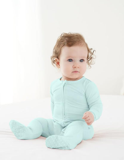 Baby Footie Romper Pajamas Unisex Newborn Infant Pjs Soft Rompers Viscose from Bamboo Sleepwear