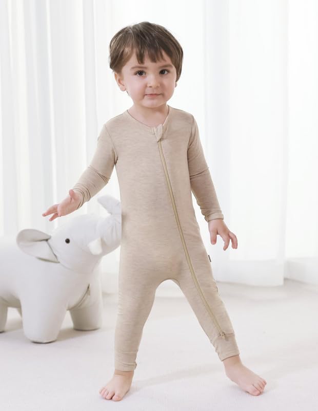 Baby Zippered Rompers Newborn Pajamas Sleepers Long Sleeve Jumpsuits Infant Zipper Romper-Viscose from Bamboo