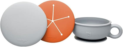 TalkTools Itsy Bowl with Locking Lid - Platinum grade silicone with Volume Lines, Curved Walls for Easy Scooping - for Babies, Toddlers, Children, and Elderly - Snack Cup Lid Accessory (Tangerine)