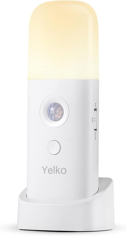 YELKO Motion Sensor Night Light, 2000mAh Rechargeable Night Lights Battery Powered, PortableＤimmable Nightlights with 5 Brightness Levels for Kids,Adults (Warm White 1Pack)