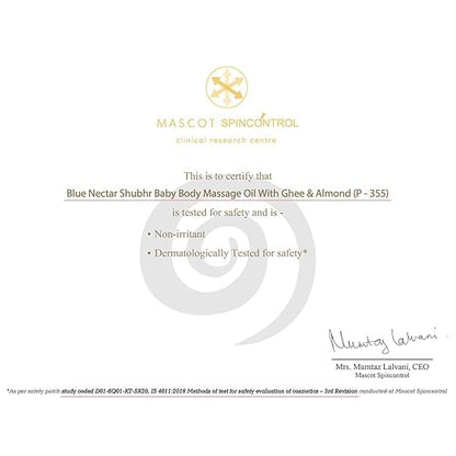 Blue Nectar Ayurveda Gentle Baby Oil for Newborn Skin Care -Moisturizing Baby Massage Oil for Dry Skin Moisturizer |Soothing with 100% Natural Coconut Oil & Organic Ghee (13 Herbs, 6.76 Fl Oz)