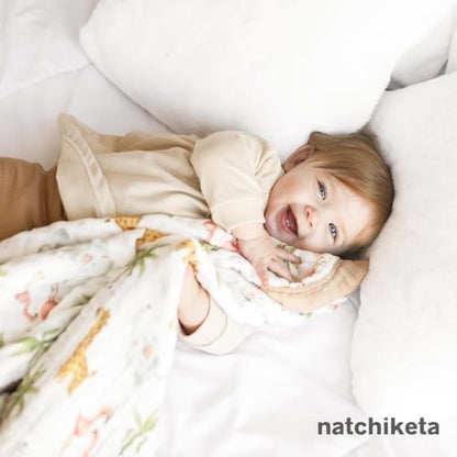 Organic Cotton Muslin Baby Blanket for Boys and Girls - Luxurious Soft Toddler Quilt for Swaddling - Gender Neutral Blanket - Baby and Toddler Gift - Neutral Floral