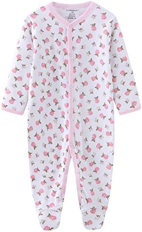 Newborn Baby Boy Girl Organic Cotton Bodysuit Long Sleeve Jumpsuit 3-Pack Outfits Clothes,0-24Months