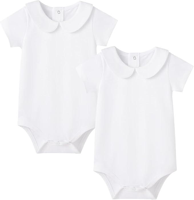 pureborn Baby Romper Bodysuits 2-Pack Unisex Soft Cotton One-Piece Outfit for Infant Boys Girls 0-24 Months