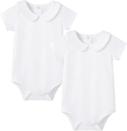 pureborn Baby Romper Bodysuits 2-Pack Unisex Soft Cotton One-Piece Outfit for Infant Boys Girls 0-24 Months