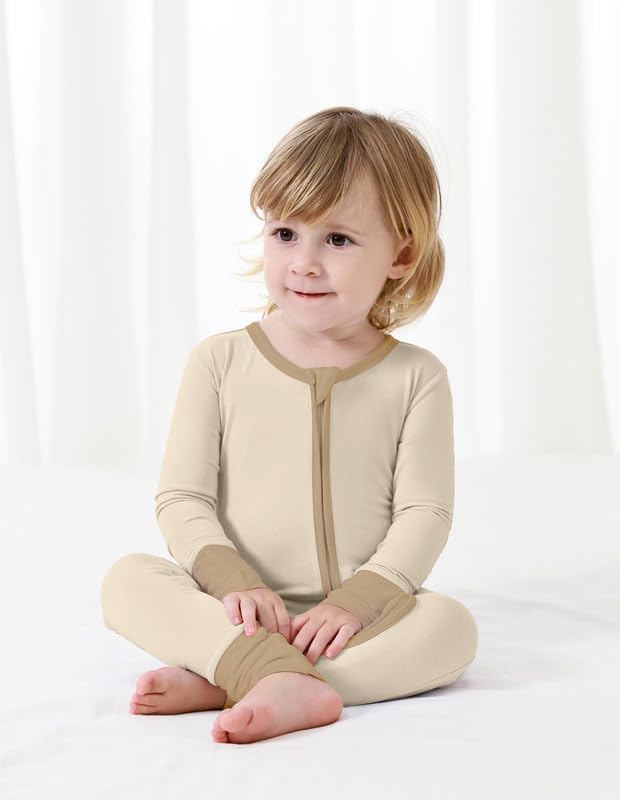 Baby Zippered Rompers Newborn Pajamas Sleepers Long Sleeve Jumpsuits Infant Zipper Romper-Viscose from Bamboo