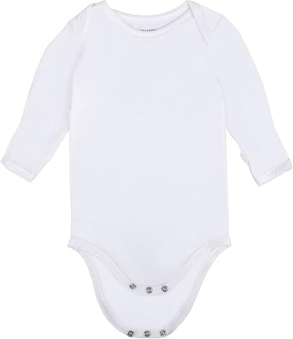 GUISBY Unisex Baby Rayon of Bamboo Snap Bodysuits, Long Sleeve with Mittens Cuffs Bodysuit