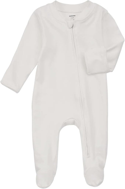 Aablexema Organic Cotton Baby Footie Pajamas with Mittens Newborn Soft Zip Sleeper