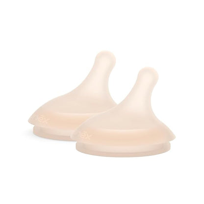 Suavinex Zero.Zero Adaptable Flow Asymmetrical Silicone Nipple, 2 Pack (0m+), Light