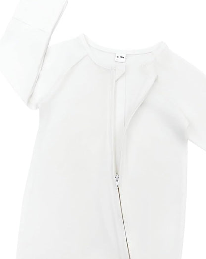 Bow Dream Bamboo Rayon Baby Boy Romper Footed Long Sleeve Footies Newborn Girl Clothes Footless with Zipper and Mitten Cuffs