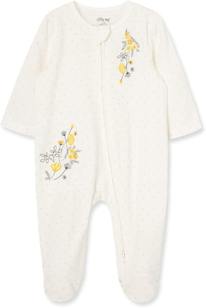 Little Me Clothes for Baby Girls' 100% Cotton Scratch-Free Tag Footie Sleeper, Preemie to 9 Months