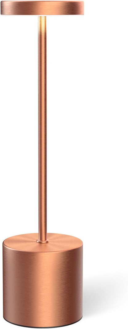 Cordless Table Lamps Rechargeable, Portable LED Desk Lamp, 5000mAh Battery Powered Wireless Table Light - 3 Color Dimmable Lighting for Restaurant Dining Patio Outdoor Bedroom(Rose Gold)