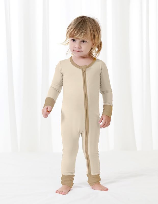 Baby Zippered Rompers Newborn Pajamas Sleepers Long Sleeve Jumpsuits Infant Zipper Romper-Viscose from Bamboo