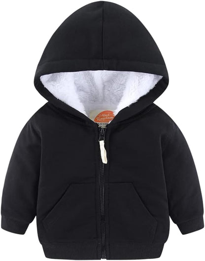 Mud Kingdom Boys Girls Full-Zip Hooded Sweatshirt Fur Lined Funny Pattern 6 Months-8 Years