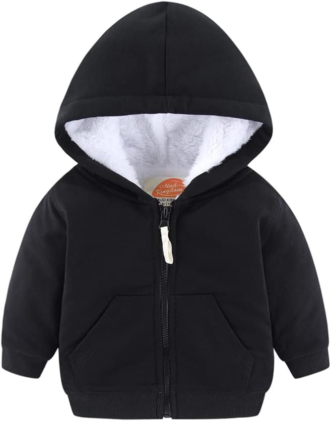 Mud Kingdom Boys Girls Full-Zip Hooded Sweatshirt Fur Lined Funny Pattern 6 Months-8 Years