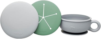 TalkTools Itsy Bowl with Locking Lid - Platinum grade silicone with Volume Lines, Curved Walls for Easy Scooping - for Babies, Toddlers, Children, and Elderly - Snack Cup Lid Accessory (Sage)