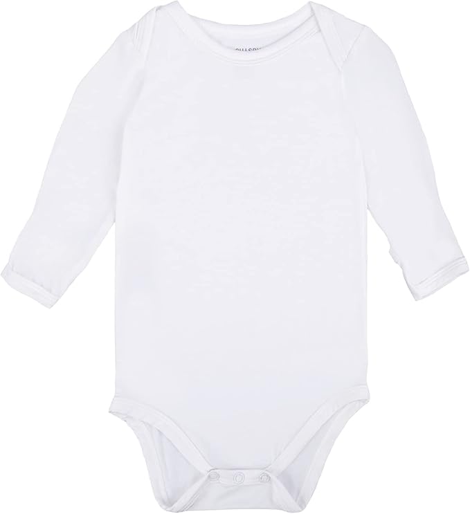 GUISBY Unisex Baby Rayon of Bamboo Snap Bodysuits, Long Sleeve with Mittens Cuffs Bodysuit