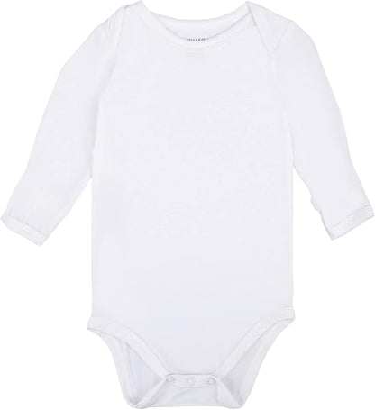 GUISBY Unisex Baby Rayon of Bamboo Snap Bodysuits, Long Sleeve with Mittens Cuffs Bodysuit