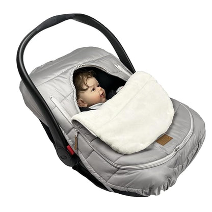 funlife Car Seat Bunting Bag Set, Cover for Spring Fall, Front Height Adjustable Waterproof Infant Carseat Bunting Bag for Winter, for Harsh Winter Use Car Seat Cover and Bunting Bag Together,Grey