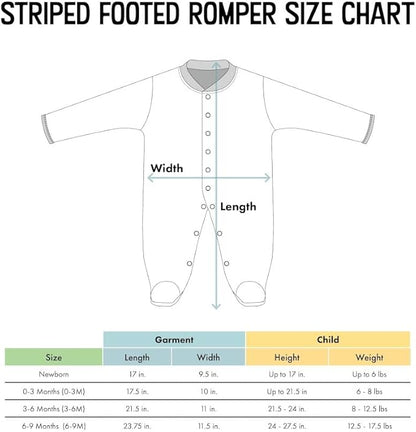Creative Knitwear College Baby Striped Footed Romper - Team Logo, Multiple Colors, for Boys & Girls (0-9 Months)
