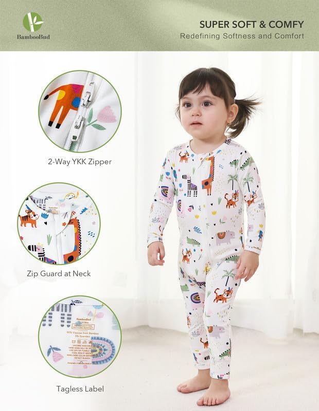 Baby Zippered Rompers Newborn Pajamas Sleepers Long Sleeve Jumpsuits Infant Zipper Romper-Viscose from Bamboo