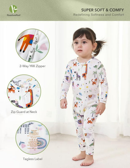 Baby Zippered Rompers Newborn Pajamas Sleepers Long Sleeve Jumpsuits Infant Zipper Romper-Viscose from Bamboo