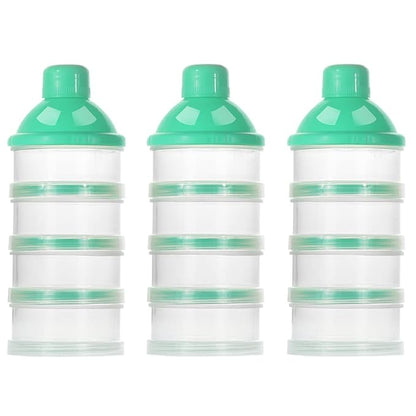 Accmor Formula Dispenser On The Go, 4 Compartments Stackable Formula Container for Travel, Baby Milk Powder Kids Snack Container, BPA Free ﻿