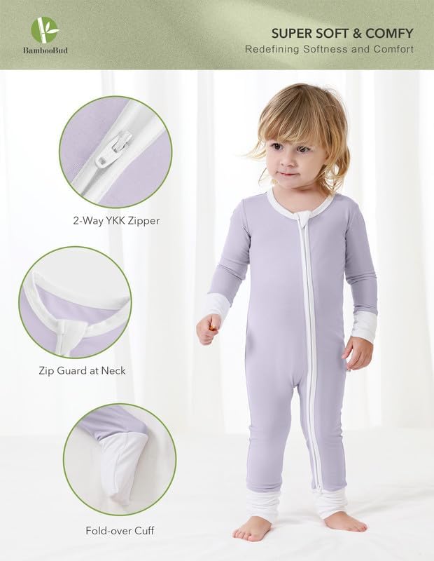 Baby Zippered Rompers Newborn Pajamas Sleepers Long Sleeve Jumpsuits Infant Zipper Romper-Viscose from Bamboo