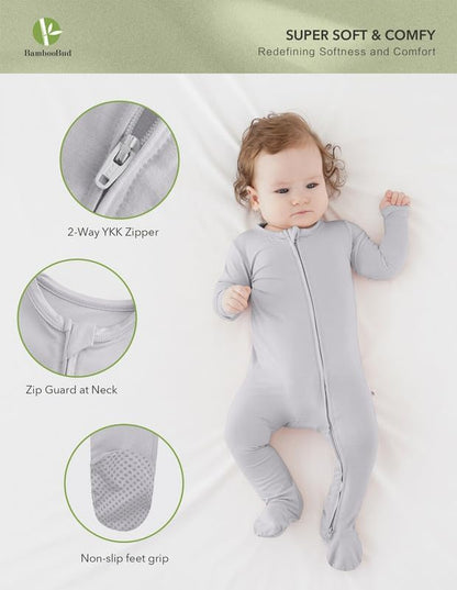 Baby Footie Romper Pajamas Unisex Newborn Infant Pjs Soft Rompers Viscose from Bamboo Sleepwear