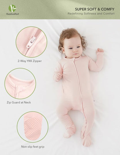 Baby Footie Romper Pajamas Unisex Newborn Infant Pjs Soft Rompers Viscose from Bamboo Sleepwear