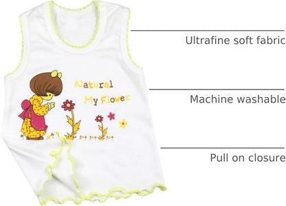 ToBeInStyle Girl's 4 Pack Ruffle Hem Cotton Tank Tops