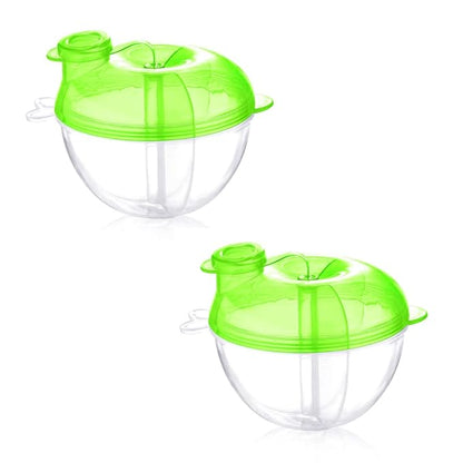 Accmor Baby Formula Dispenser for On-The-Go Feedings, Three-Compartment Non-Spill Formula Container to Go, Snack Milk Powder Dispenser for Traveling with Infant Toddler, Green, 2 Pack
