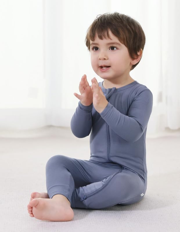 Baby Zippered Rompers Newborn Pajamas Sleepers Long Sleeve Jumpsuits Infant Zipper Romper-Viscose from Bamboo