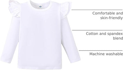12M-14Y Toddler Baby Girls T Shirt Solid Color Blouse Ruffle Top Cotton Casual Tees Plain Shirt