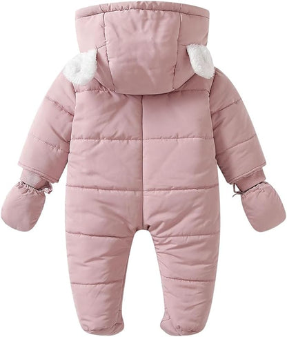 Simplee kids Baby Infant Boys Girls Snowsuit Winter Hooded Footed Warm Jumpsuit Outerwear with Gloves for 3-24 Months